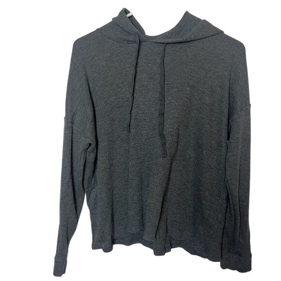 Eileen Fisher Women's Gray Ribbed Pullover Hoodie M Casual Fall - Picture 2 of 6